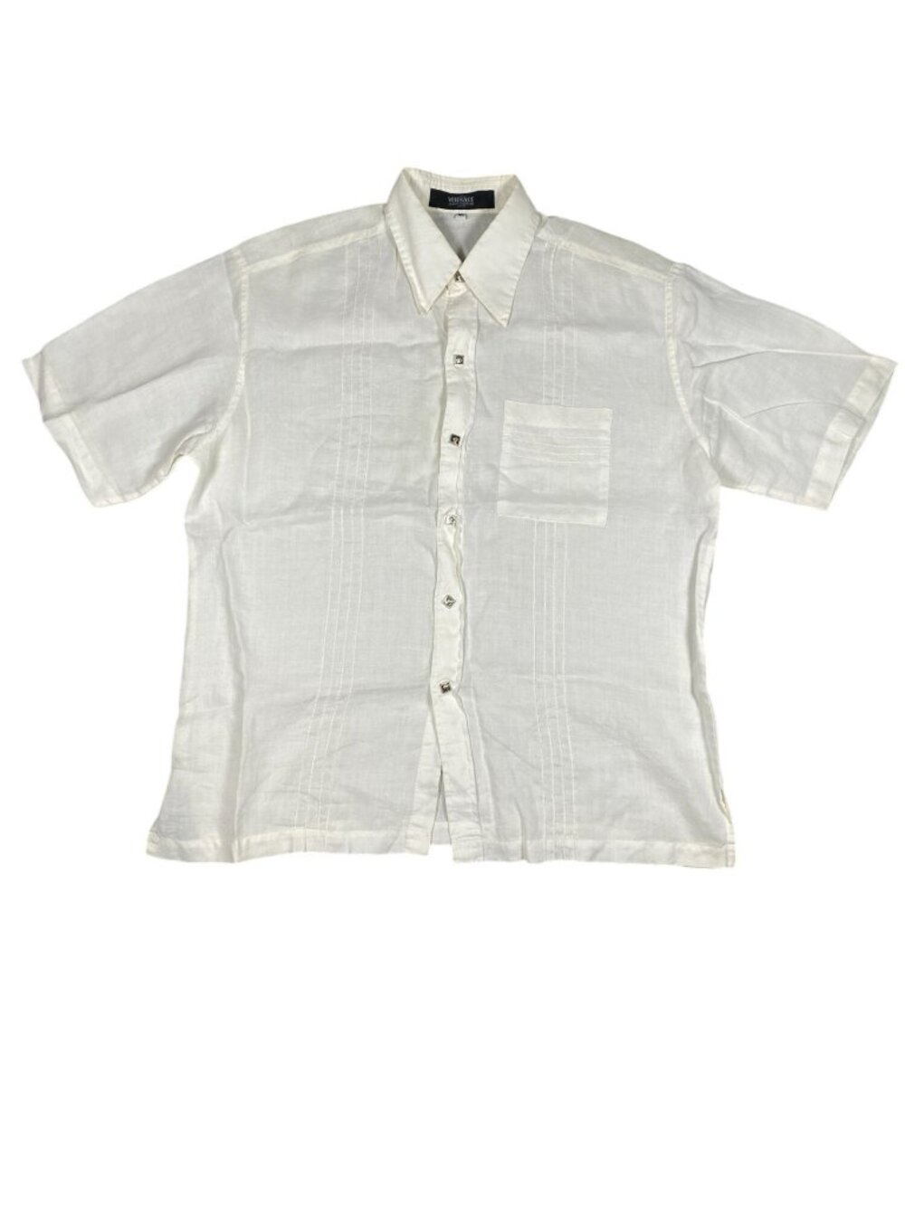 Versace Jeans Couture Cream Short Sleeve Button-Up Shirt Mens XL Casual Snaps